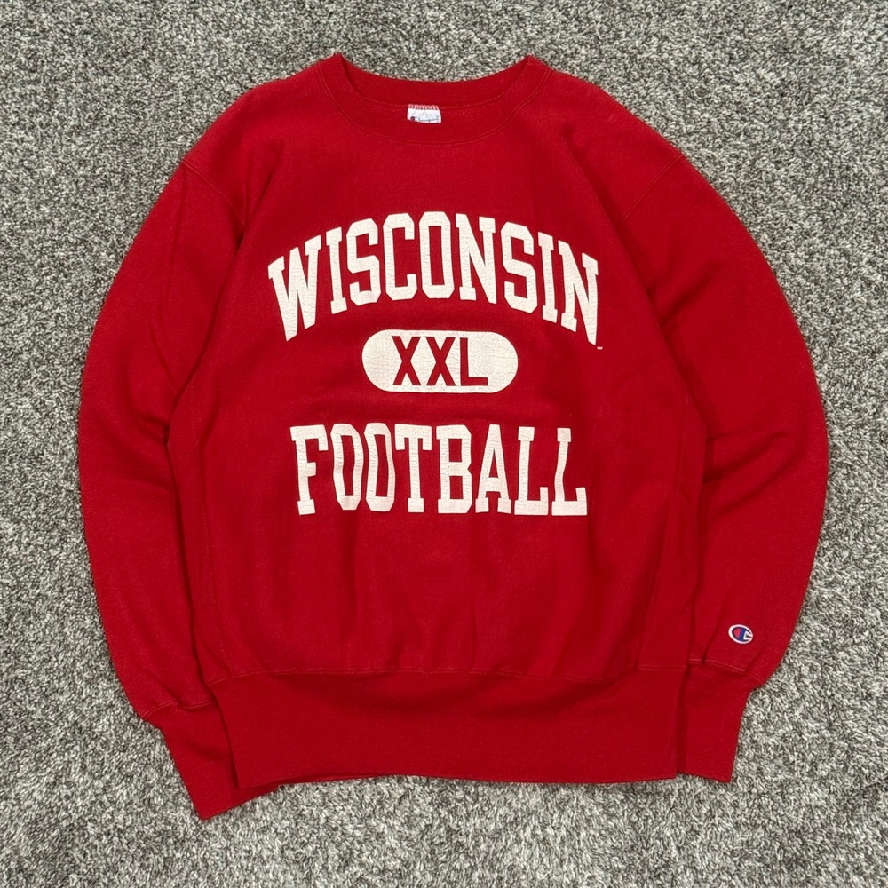 Vintage 90s Champion Reverse Weave Wisconsin Football Sweatshirt Mens L USA Rare